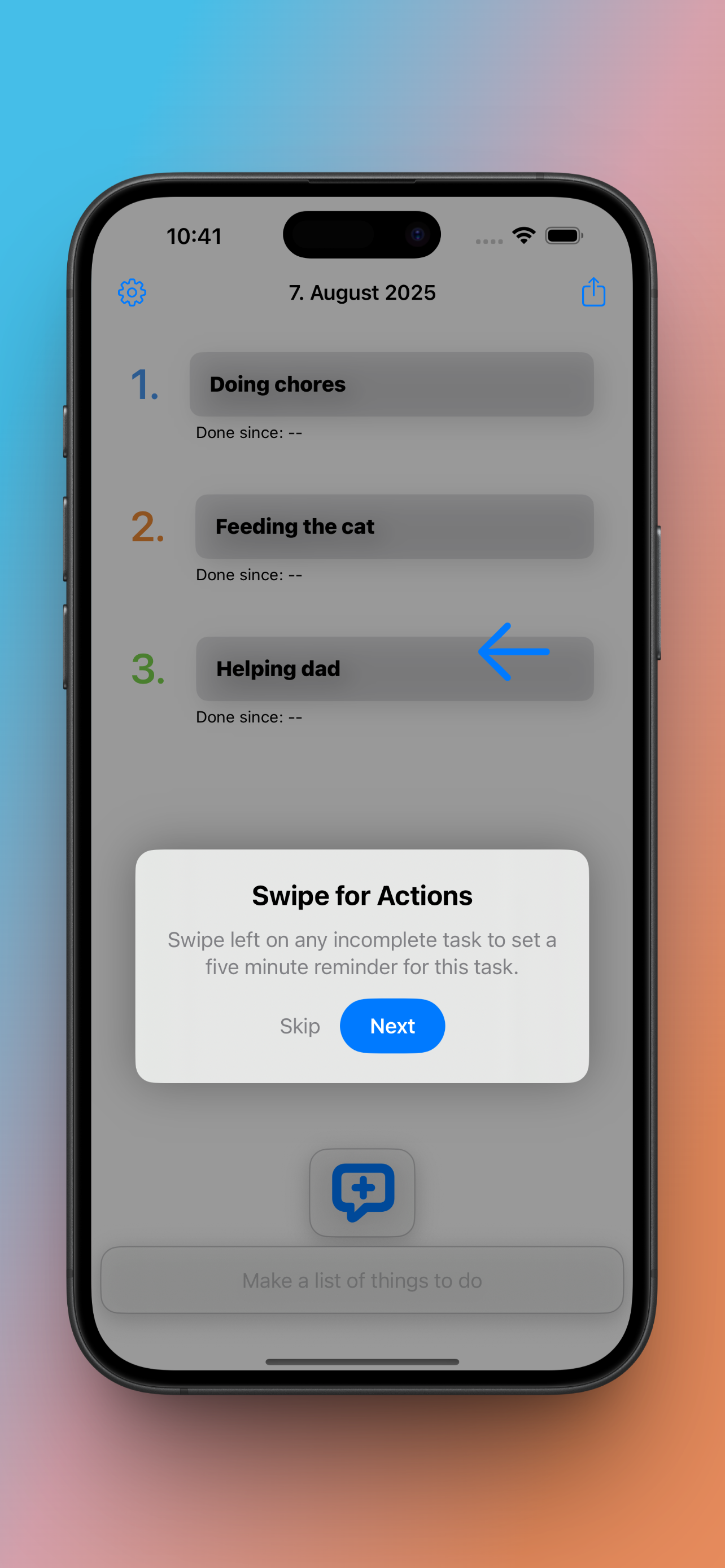 Simple5 screenshot 5 — Nag Me feature